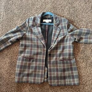 Treasure & Bond Plaid Blazer 1X | Gray Burgundy Yellow Plaid | Nordstrom